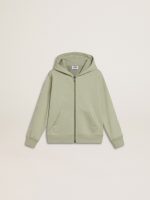 Light green sweatshirt with zip fastening