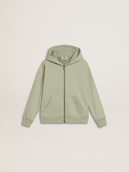 Light green sweatshirt with zip fastening