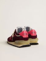 Women's Marathon in burgundy mesh and suede with printed pink star - Image 4