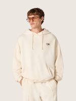 Star unisex hooded sweatshirt in white cotton with logo print - Image 5