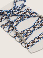 Cord laces in cream, bright blue and brown with silver details - Image 2