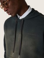 Unisex hooded sweatshirt in black cotton with a bleached effect - Image 4