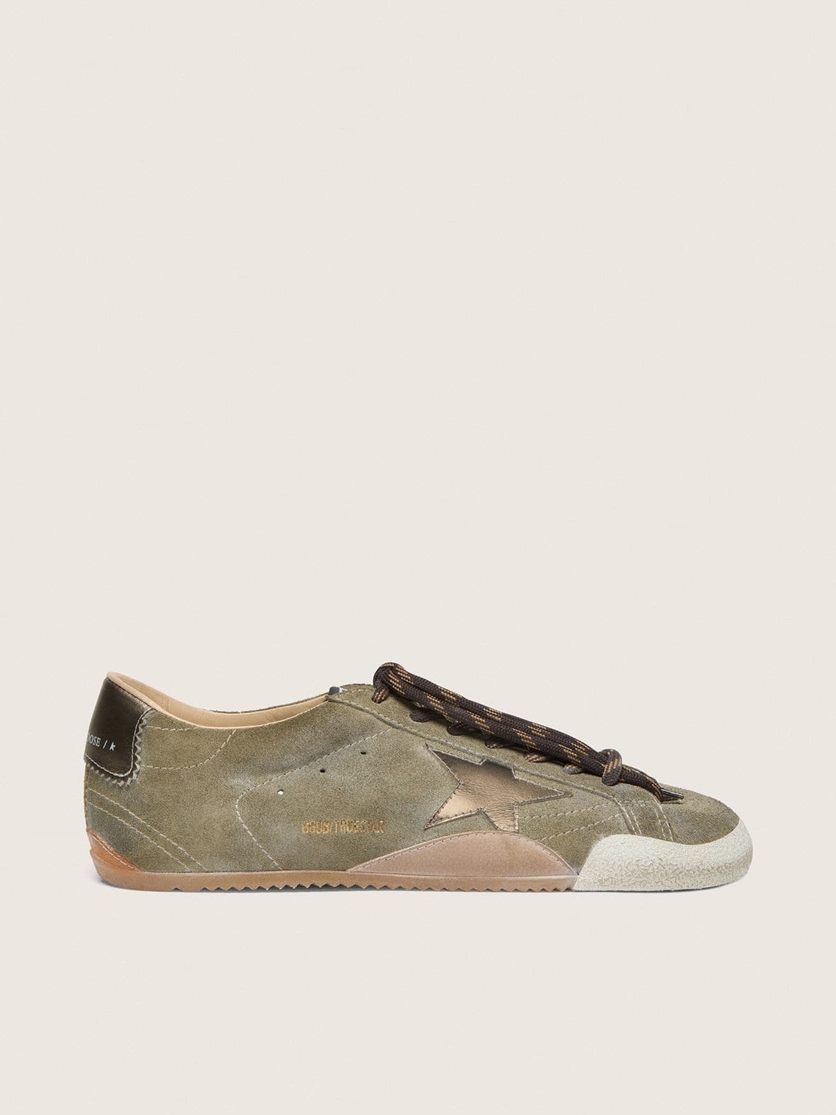 7a8e016fd74d7d5a47b7e179b7538e4ddbb504a0cb44c637b852f167227d90ac Men's True-Star in olive suede with gold star - Image 1