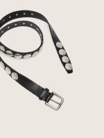 Black Trinidad belt in washed leather with studs - Image 4