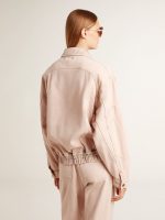 Women's pink dyed denim bomber jacket - Image 4