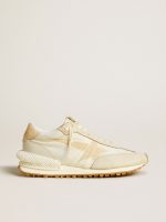 Men's Marathon in beige nylon and gray leather with beige printed star
