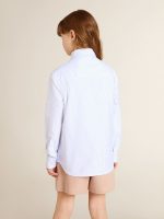 Boys' shirt in light blue and white striped cotton with embroidered logo - Image 4
