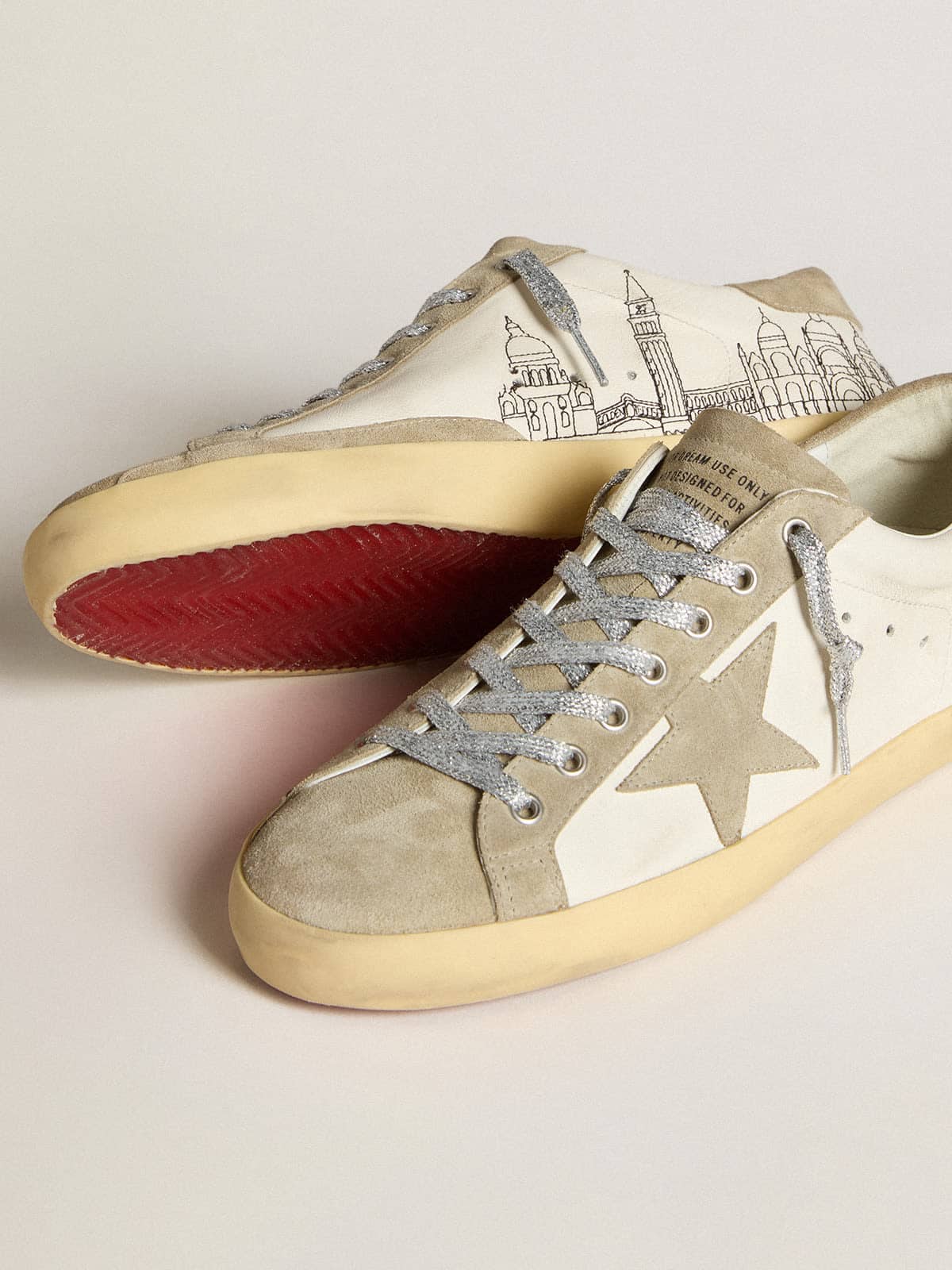 7b0a842deb1e2a1ff875e0c2dc1b2273924741a188a2345624bc54bdda6a1391 Men's Super-Star in nappa with ice-gray suede star and black embroidery - Image 1