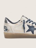 Men's Ball Star in white leather with dark blue leather star and silver laminated leather heel tab - Image 4