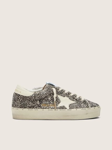 Women's Hi Star in black and white pony skin with white leather star