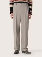 Men's pants in ecru pinstripe micro-chevron wool - Image 5