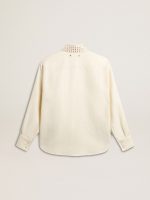 Women's viscose and cotton blend shirt with crystal-embellished collar - Image 2