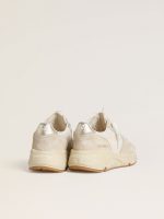 Women's Running Sole in canvas with beige star and platinum metallic leather heel tab - Image 4