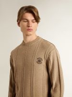 Men's beige sweater with embroidered logo - Image 5