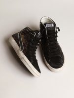 Slide in brown glitter with black leather star and flash - Image 2