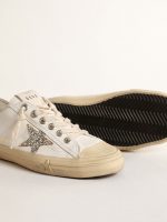 V-Star in white leather with a platinum glitter star - Image 4
