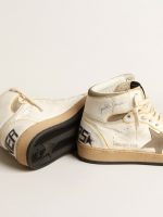 Women's Sky-Star in white nappa leather with dove-gray suede star - Image 4