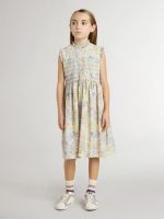 Girls' cotton midi dress with multicolor floral print - Image 2