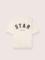 Star unisex cotton T-shirt in vintage white with black print on the back - Image 2