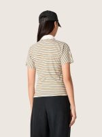 Women's polo T-shirt in striped jersey with contrast collar - Image 6