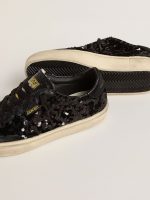Women's Soul Star in black sequins with black suede heel tab - Image 3
