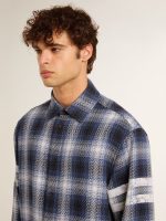 Men's blue 3D checkered shirt with print on the back - Image 5