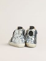 Women's Francy in nylon with all-over silver sequins and black leather star - Image 4