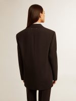 Women's dark blue wool-blend blazer jacket - Image 5