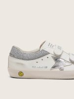 Young Old School in white leather with metallic silver leather star and silver crystal inserts - Image 4