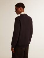 Golden Collection cardigan in dark blue cotton with a distressed finish - Image 4