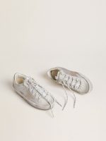 Women's Super-Star Ski in light gray nylon with metallic leather star and heel tab - Image 2