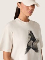 Women's T-shirt in white cotton jersey with star print - Image 4