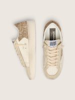 Women's Stardan in ecru nappa leather with gold glitter star and heel tab - Image 4