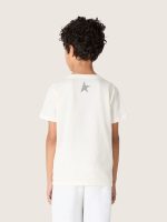 Boys' white cotton T-shirt with black print - Image 6
