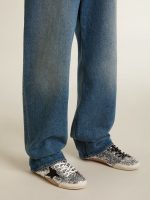 Women's True-Star in silver sequins with black star and silver leather heel tab - Image 3