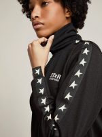 Women's black zipped sweatshirt with white stars - Image 2