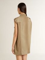 Women's shirt dress in sand-colored denim with military details - Image 4
