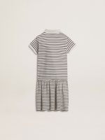 Girls' midi dress in striped cotton blend with embroidery - Image 6