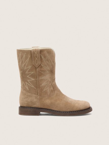 Junior Wish boots in dove-gray suede with star embroidery