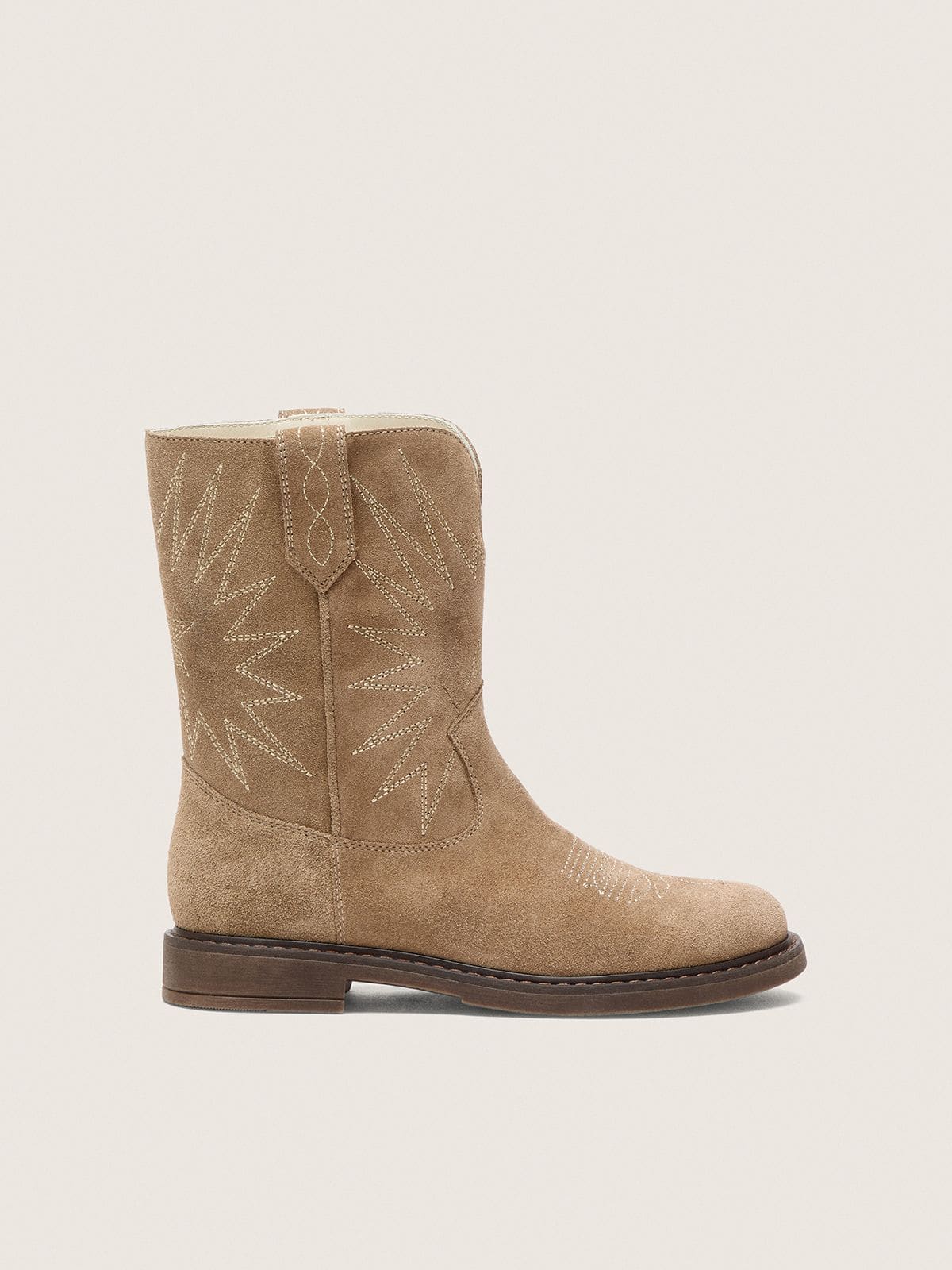 80588196adec204343d83ea048dd5617605718f912d88ea2a6f867a8a683b2c5 Junior Wish boots in dove-gray suede with star embroidery - Image 1