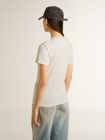 Women's white T-shirt with print on the front - Image 4