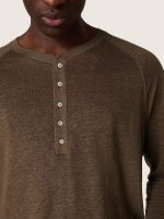 Men's long-sleeved sweater in tortoiseshell-brown linen jersey - Image 4