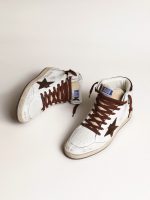 Men's Sky-Star in white nappa leather with a chocolate suede star - Image 2