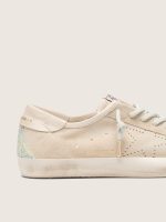 Women's Super-Star in cream suede with perforated star and bead insert - Image 4