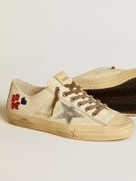 V-Star in ecru nappa with silver nappa star and beaded embroidery - Image 3