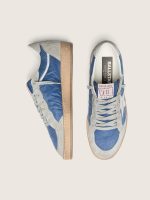 Men's Ball Star in denim-blue nylon with light gray suede inserts and metallic silver leather star - Image 3
