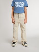 Kids' beige chino pants with multicolor splashes - Image 2
