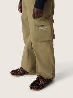 Journey boys' cargo pants in military-green cotton gabardine with print - Image 3