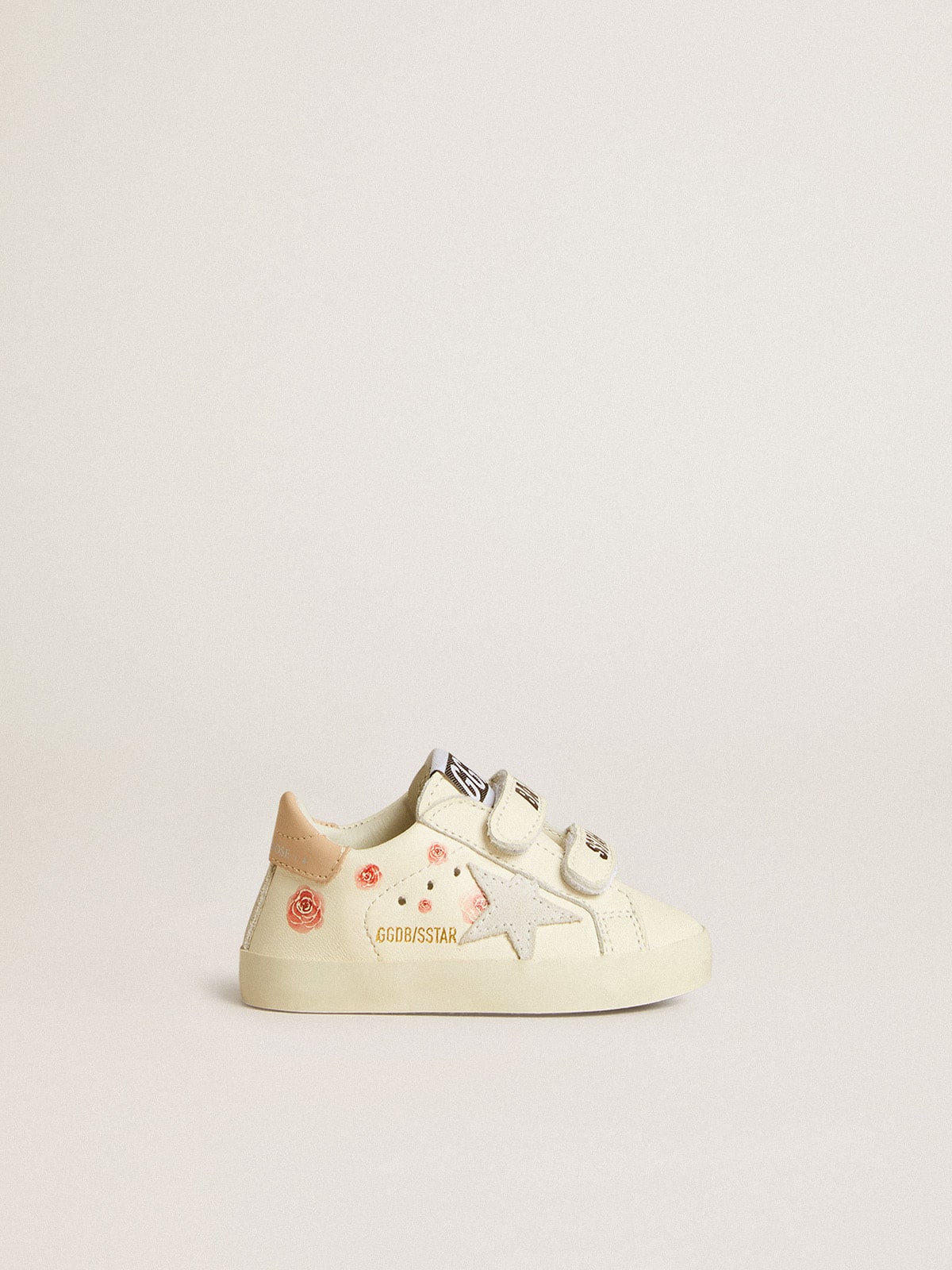 826085f59208574c50084ac0a13a8626c85343caa312dff1522960ccbf5ce30c Baby School in nappa leather with pink rose motif and white suede star - Image 1