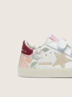 Baby Old School in white leather with pearl suede star and flower print - Image 4